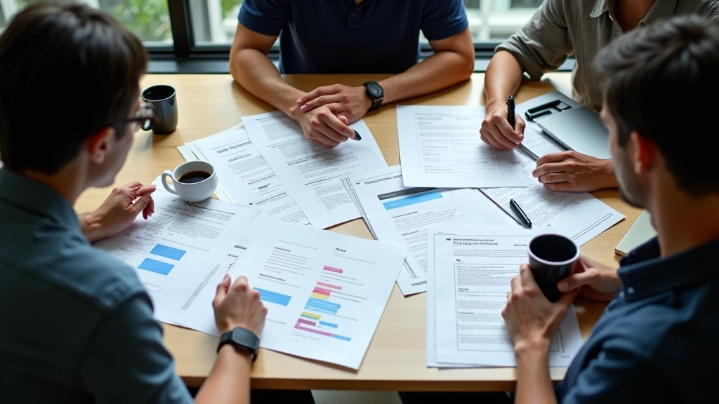 Collaborative UX design workshop showing user research insights being translated into interaction design wireframes and prototypes